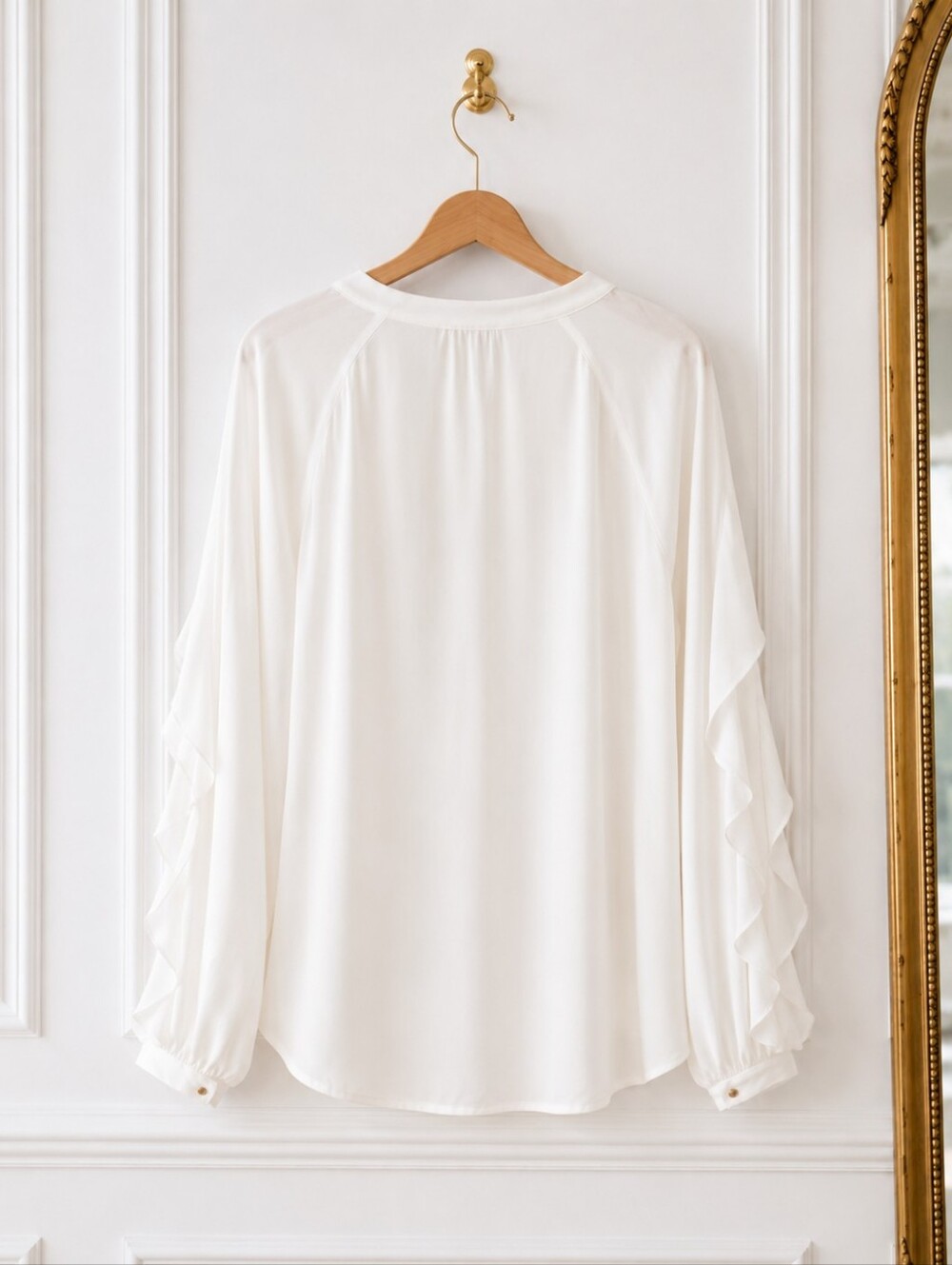 Ivanka Trump Ivory Ruffle Sleeve Blouse | Size XL | Elegant Tie Neck Top - Picture 6 of 8
